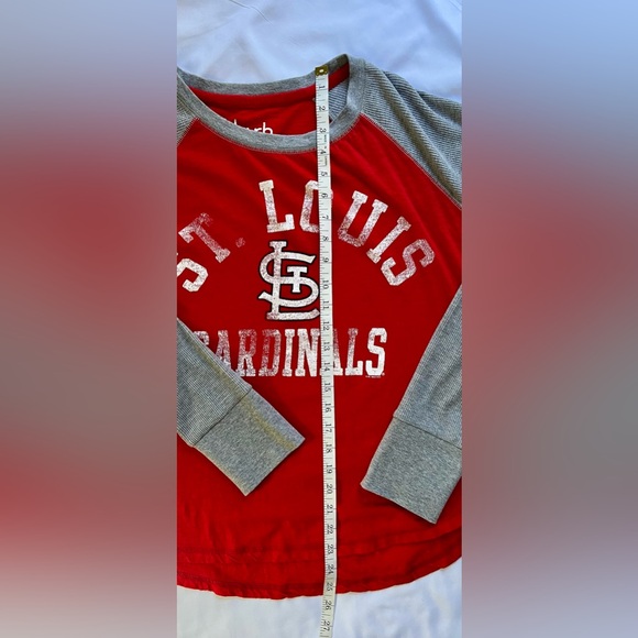 St Louis Cardinals MLB Women’s Raglan Waffle Sleeve Touch Stadium Shirt XXL Red - Picture 7 of 8